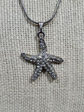 Starfish Pendant Necklace Sparkle Shimmer Shiny Coastal Ocean Beach Sand Sea Mar